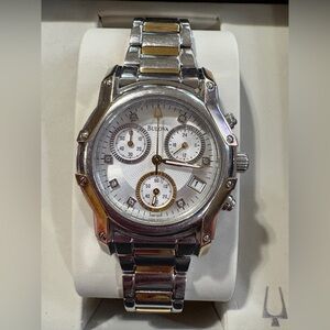 Bulova Wintermoor 98P120 Women's Diamond Chronograph Two-Tone 32 mm Quartz Watch